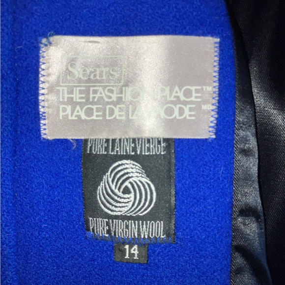 STUNNING Vintage Royal Blue Pure Virgin Wool Long Line Coat with shoulder pads - Picture 4 of 9